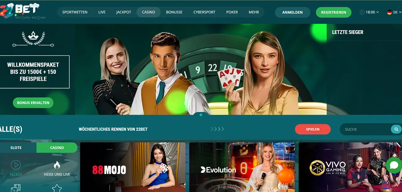 22Bet Live-Dealer